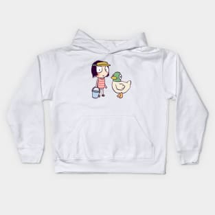 sarah and duck goes to the beach in beach break / children cartoon Kids Hoodie